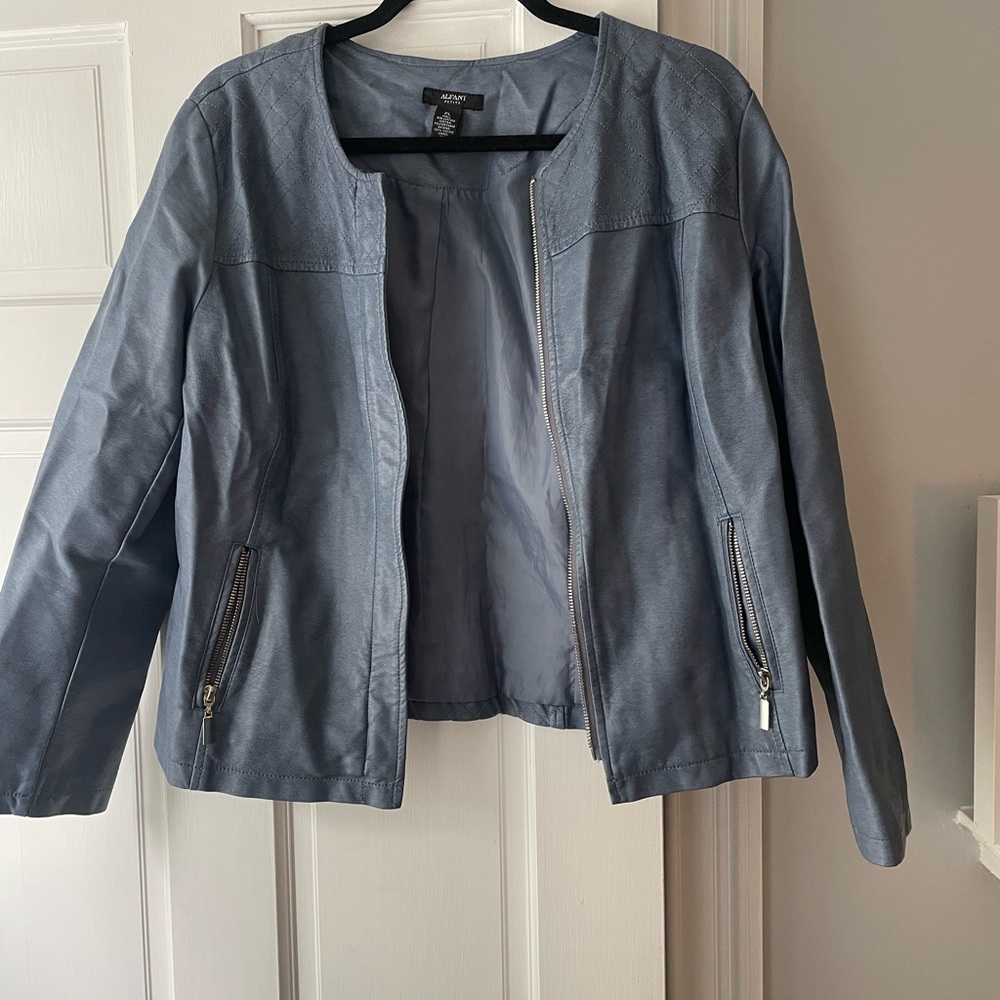 Blue faux leather jacket